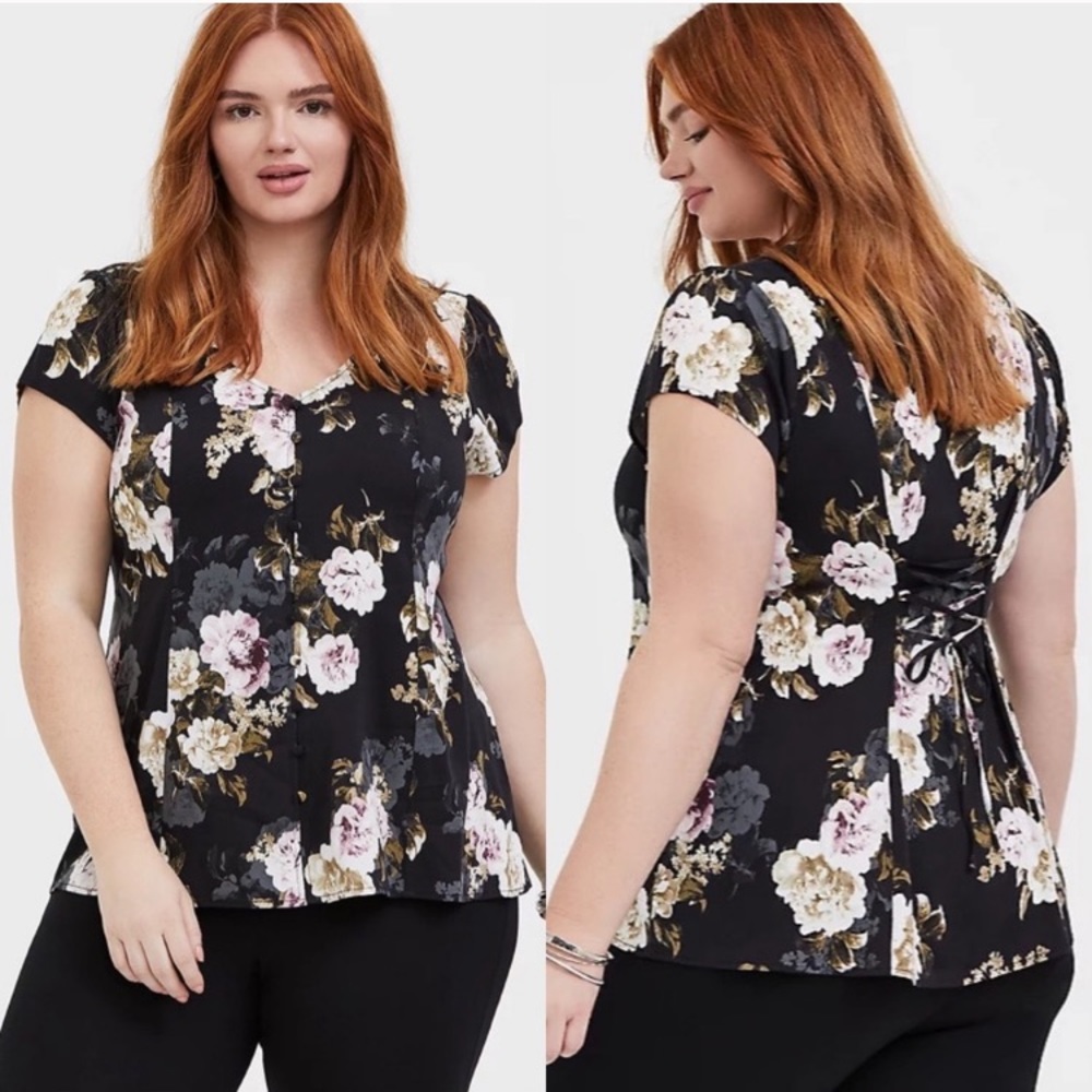 Torrid Floral lace back top